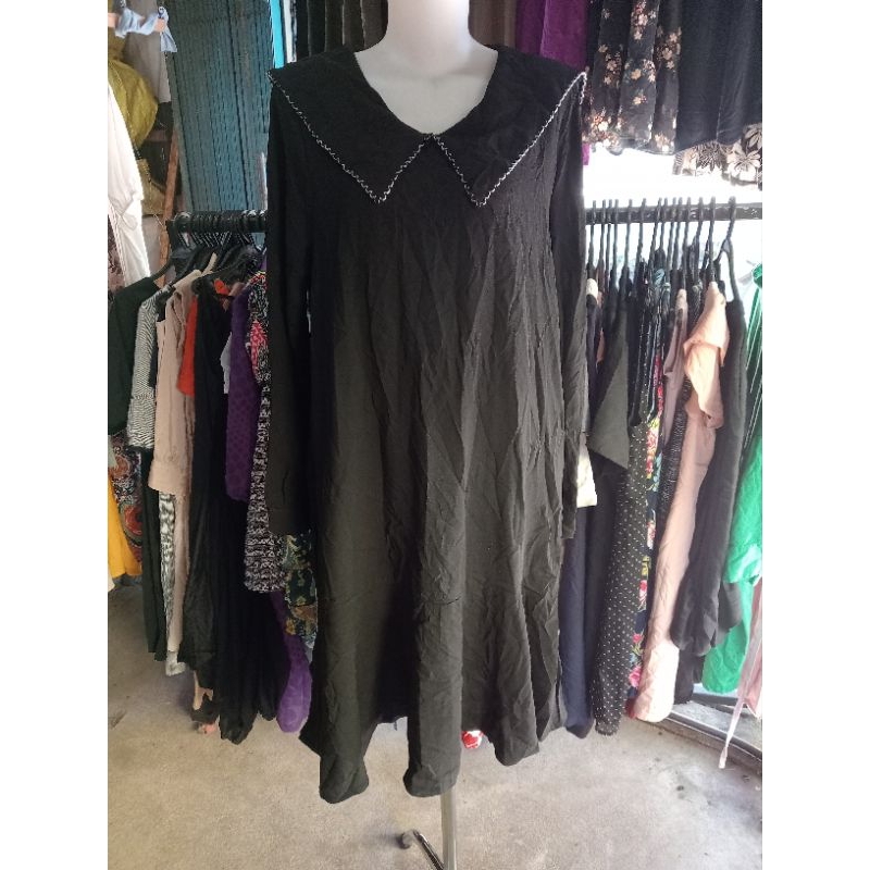 Dress Vintage Hitam Polos
