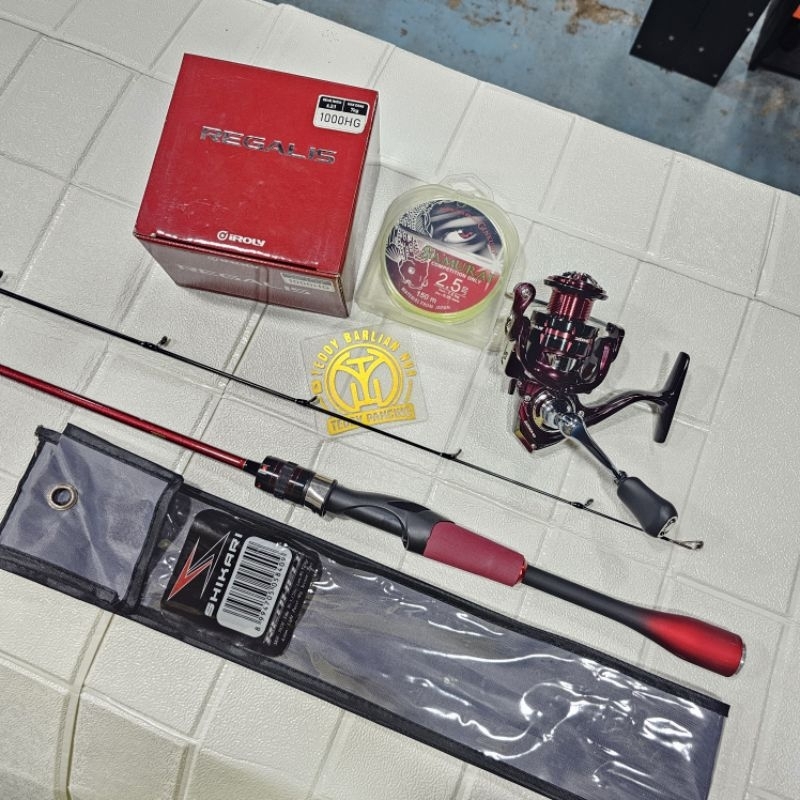 Set Kolam || Joran Shikari RedHell 150cm/165cm, Reel Iroly Regalis 1000HG Power Handle Dan Senar Gen