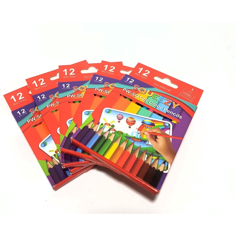 

KODE X5F Harga Grosir Per kotak isi 12 packs Pensil Warna Color Pencil SQUEEZY PWSQ12S 12 warna