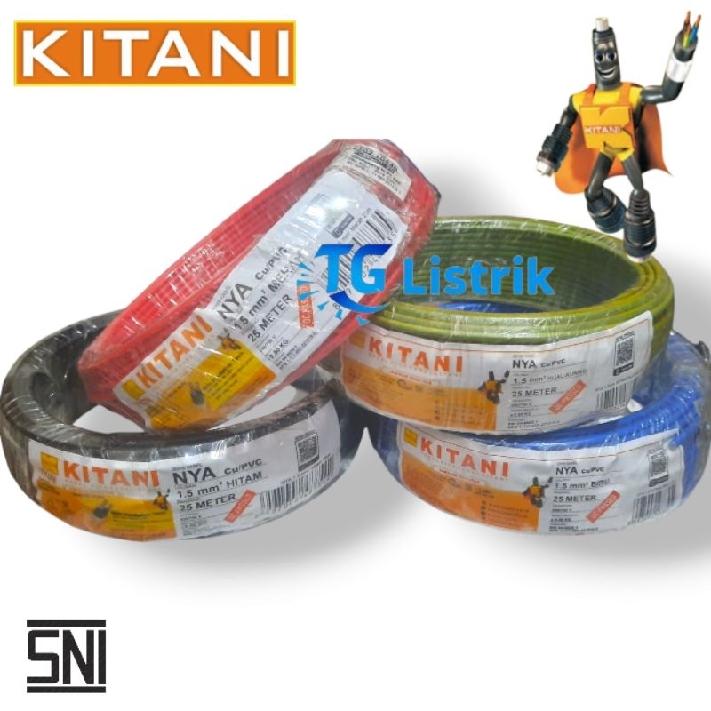 KITANI NYA Kabel Listrik NYA 1,5mm Panjang 25 meter Kabel Tunggal
