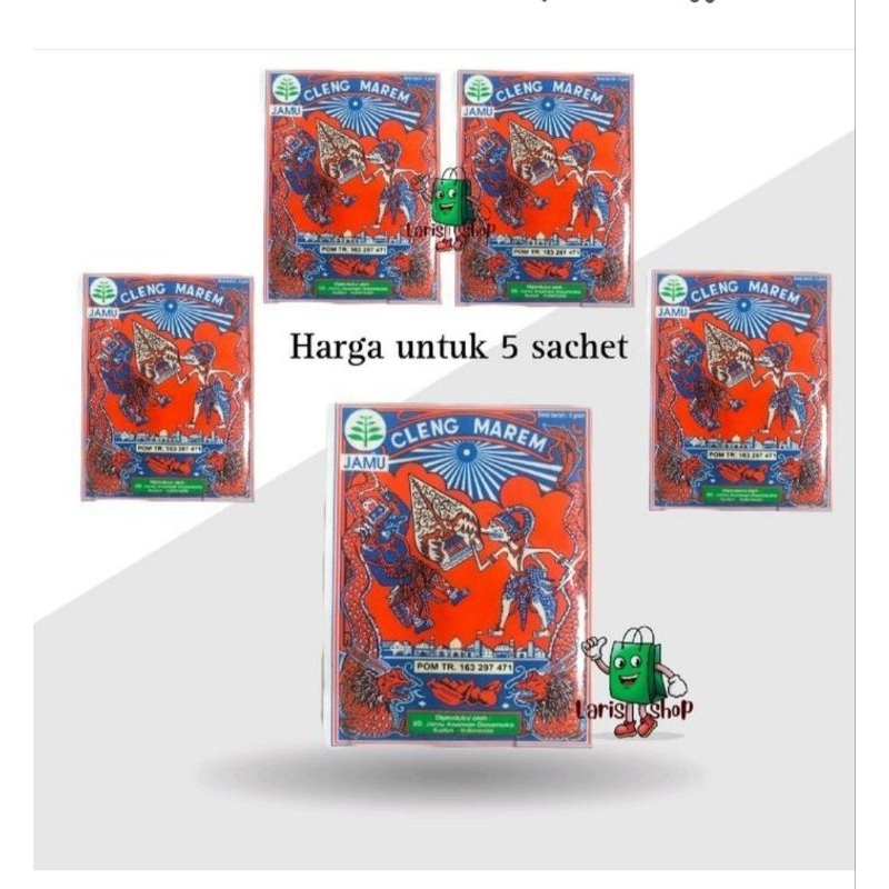 

jamu cleng marem wayang(cap becak)per 5 shaset