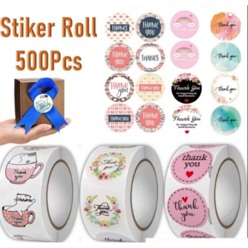 

Sticker Thank You Roll Isi 500 Pcs Stiker Terima Kasih Warna Self Adhesive Seal Label