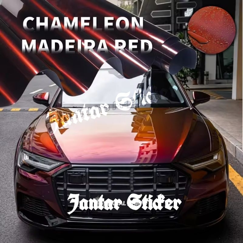 Sticker Scotlite Chameleon Madeira Red Lebar 150 cm Kualitas Premium Skotlet Mobil Bunglon Hitam Lem
