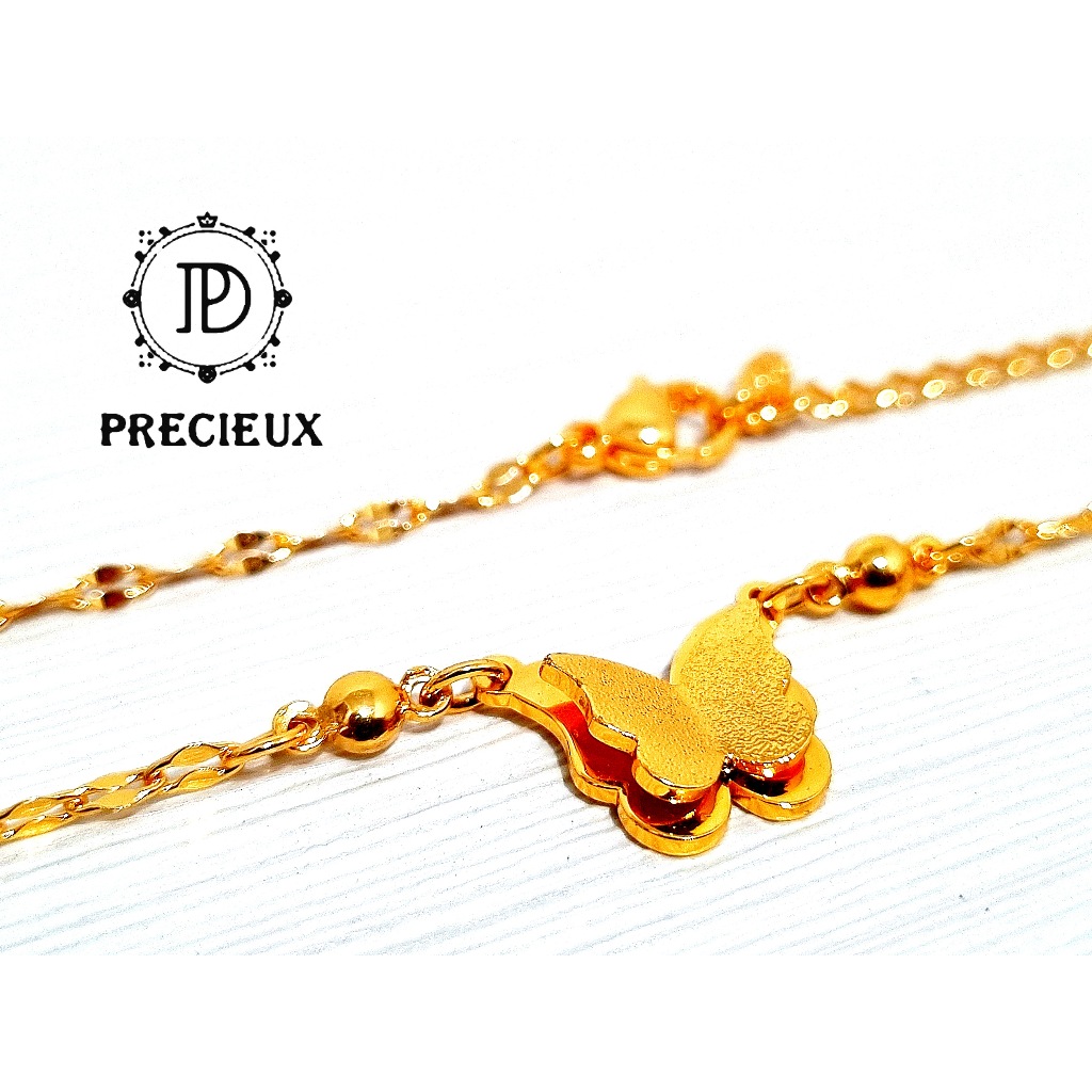 Kalung Titanium Wanita Premium Luxury Gold Ion Plated Butterfly Titanium Necklace " Precieux Indones