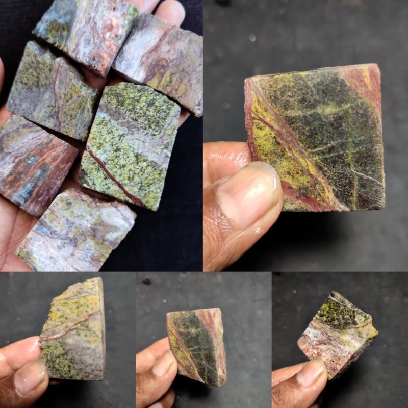 Badar besi hijau urat merah/ Batu akik nempel magnet/ Badar besi hijau india