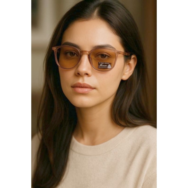 [ Free Kotak Kacamata ] Kacamata minus Lensa Coklat Redup Anti Silau Model Oval Unisex Rabun Jauh SP