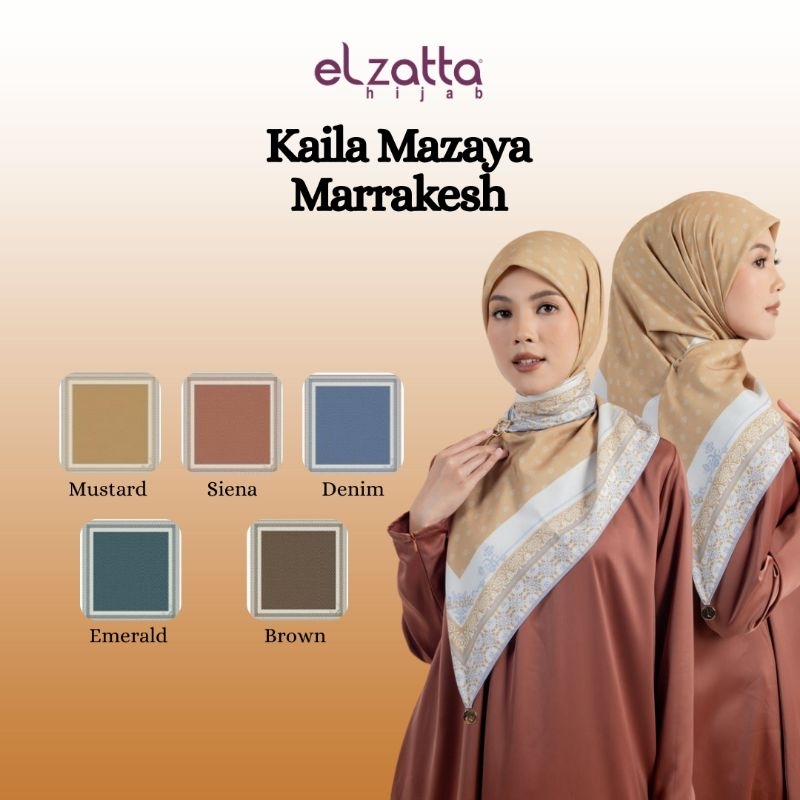ELZATTA HIJAB SEGI EMPAT KAILA MAZAYA MARRAKESH  LOGO ELZATTA MONOGRAM ELZATTA MOTIF PREMIUM KERUDUN