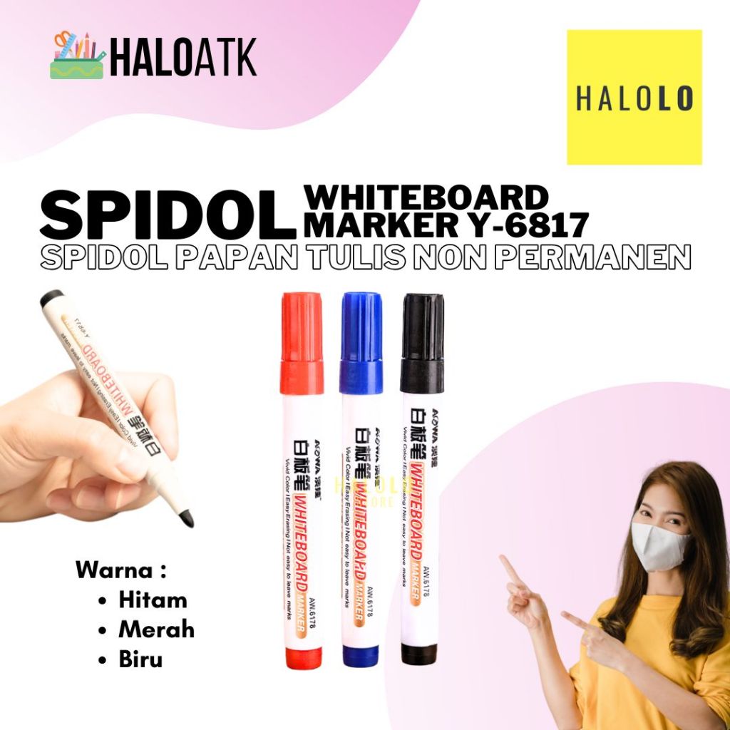 

Spidol Papan Tulis Spidol Whiteboard Marker Y-6817 Spidol Hitam / Biru / Merah Spidol Dapat Dihapus
