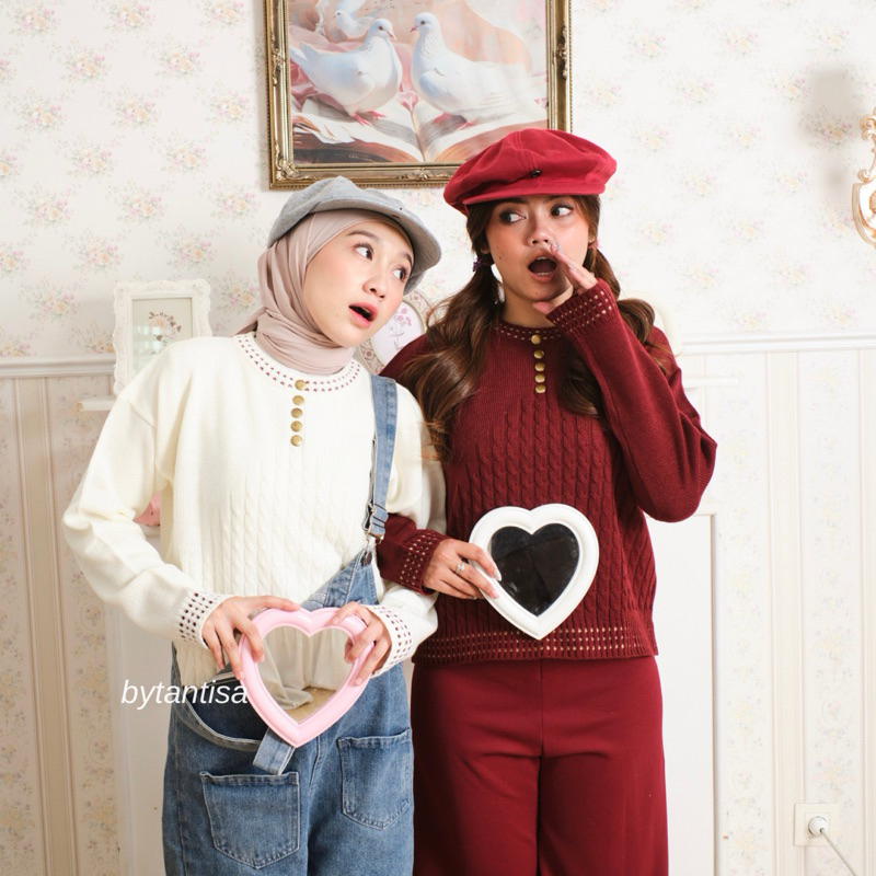 Bytantisa - Blouse Rajut Manopo Cable Kancing Premium