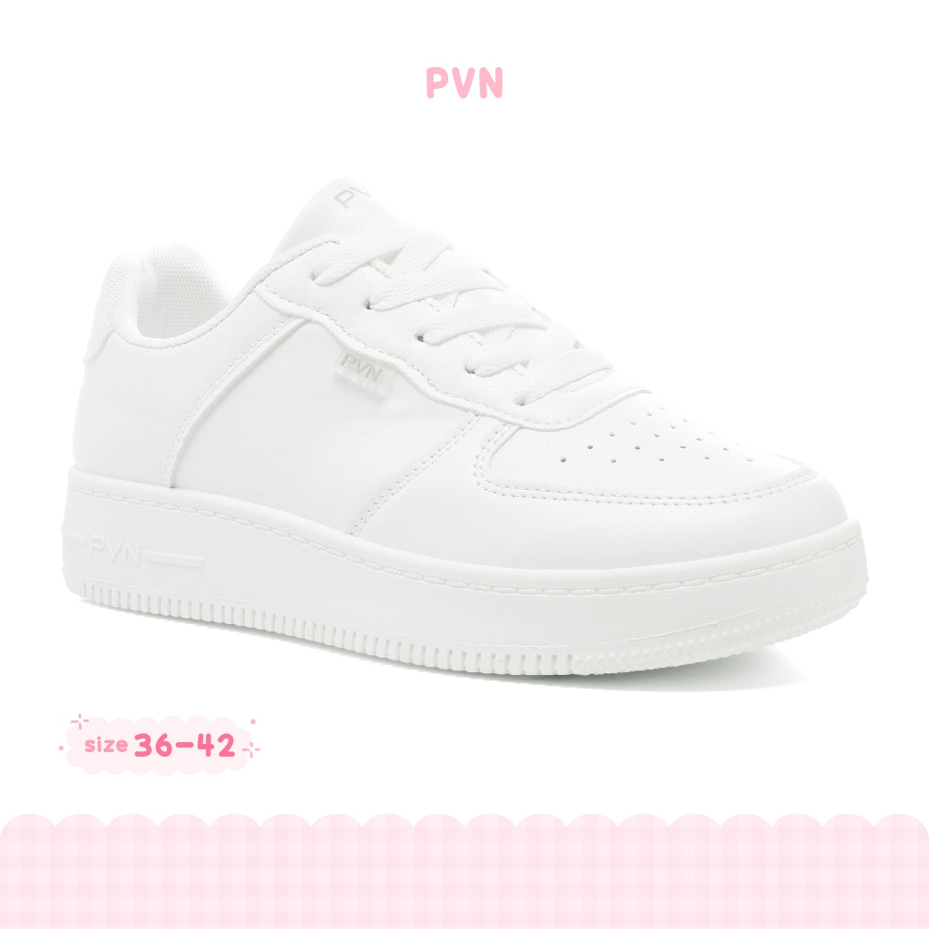 PVN Hana Sepatu Putih Wanita Kets Sneakers Sport Shoes White Black 222