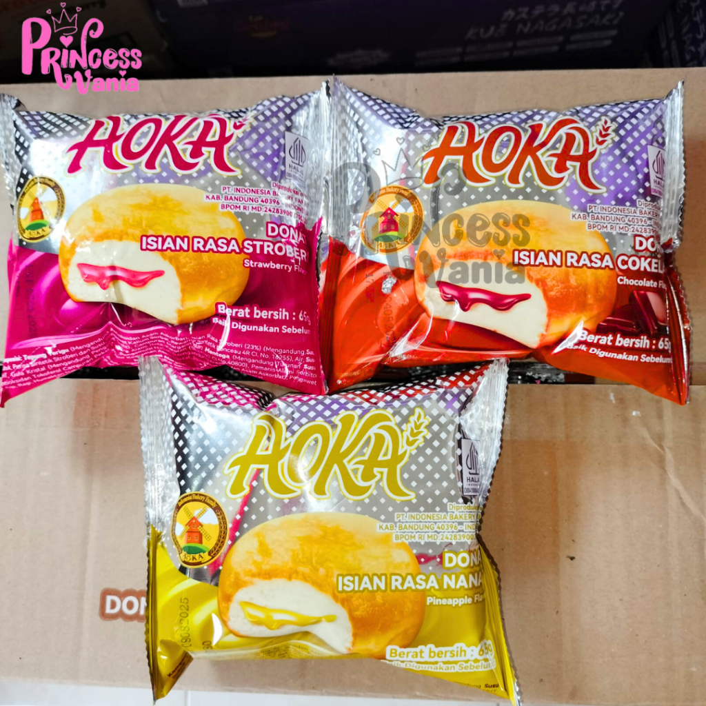 

AOKA DONAT SATUAN ROTI ISIAN RASA COKELAT NANAS STROBERI 65GR