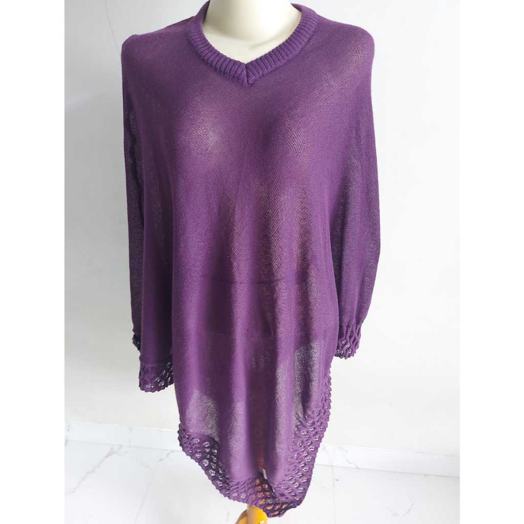 PRELOVED/PL- OUTER WANITA/OUTER RAJUT WANITA/UNGU-POLOS