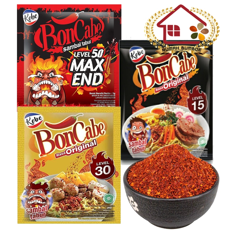 

(12 pcs x 1 renteng) BONCABE Bubuk Cabe 1 renteng Level 10,15,30,50 Rasa Rujak, Nori, Bawang Goreng