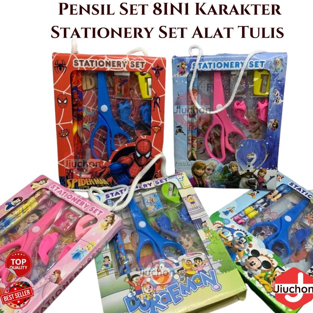 

Pensil Set 8IN1 Stationery Set Lucu Karakter Perlengkapan Alat Tulis belajar Sekolah Anak-Anak TK PAUD