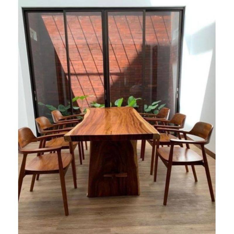 RAY meja makan kayu trembesi , meja makan, meja kayu trembesi - 150x80 4kursi