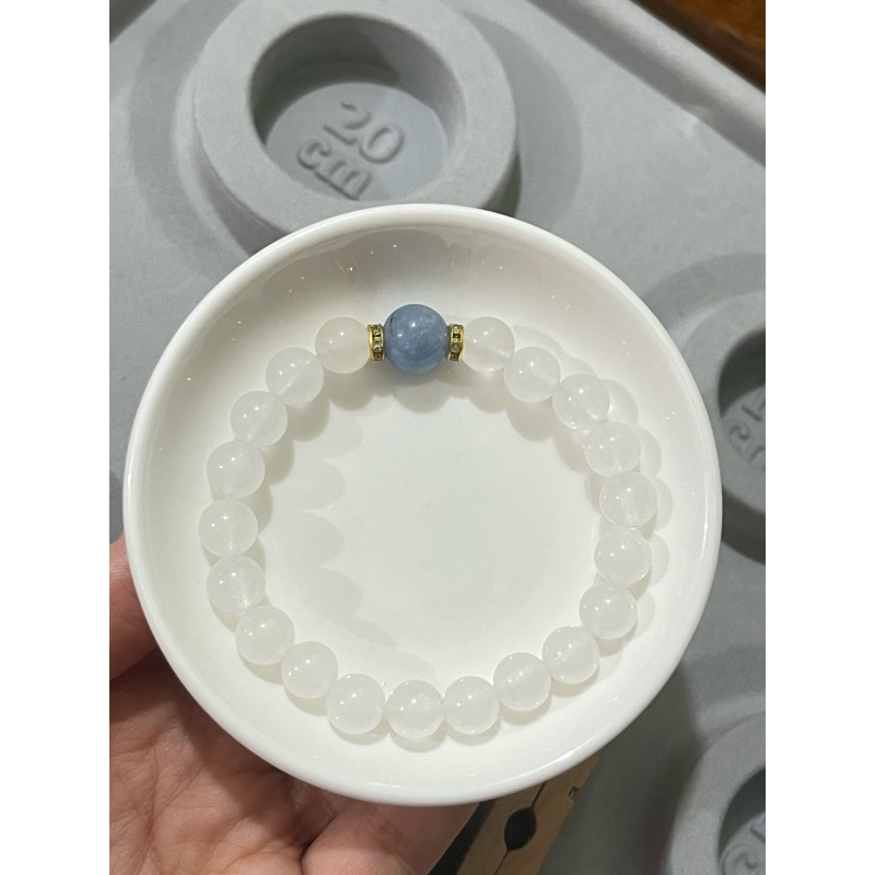 Gelang White Jade Giok dan Aquamarine zhao Lusi