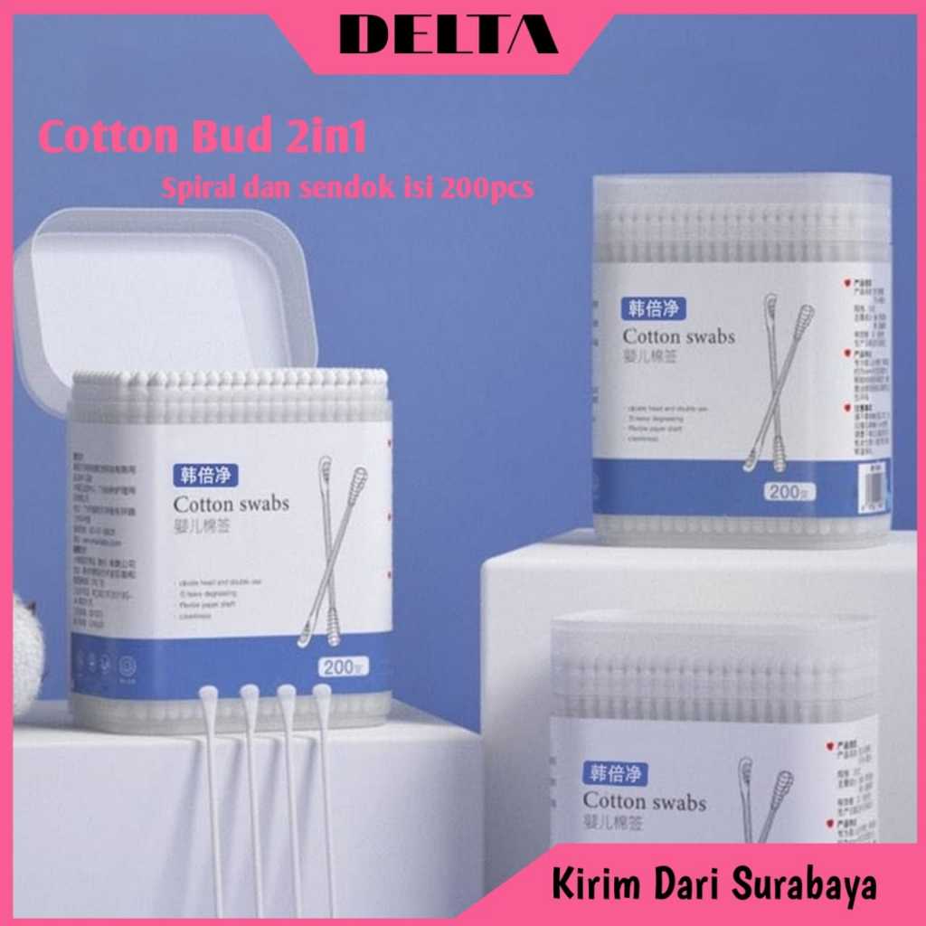 Baby Cotton Buds / Cotton Bud Spiral / Cotton Bud Sendok Isi 200 Pembersih Telinga / Kuping Baby Cot