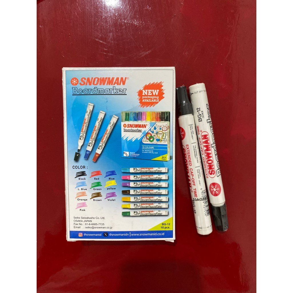

Spidol Whiteboard / Boardmarker / Papan Tulis Snowman Hitam BG-12 (1 pcs)