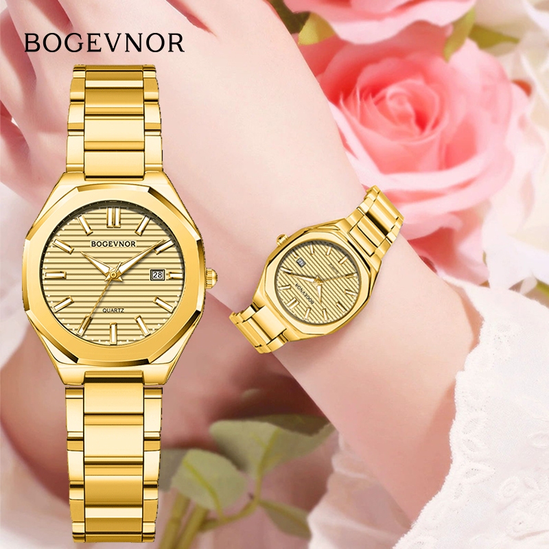 BogeVnor Anti Air Rantai Analog JamTangan Wanita Elegan Gold Cewek Original Import Premium Watches