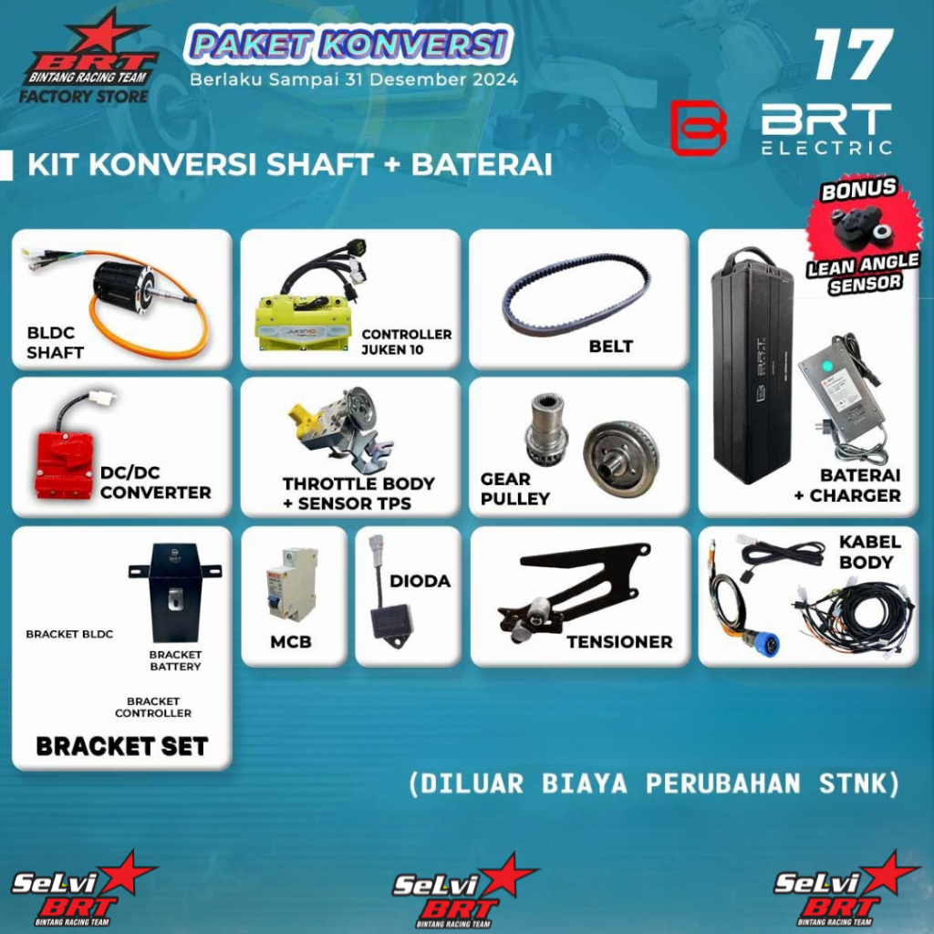 PAKET KONVERSI SHAFT & BATTERY BATERAI BRT 2KW 72V MATIC EV KONVERSI MOTOR LISTRIK