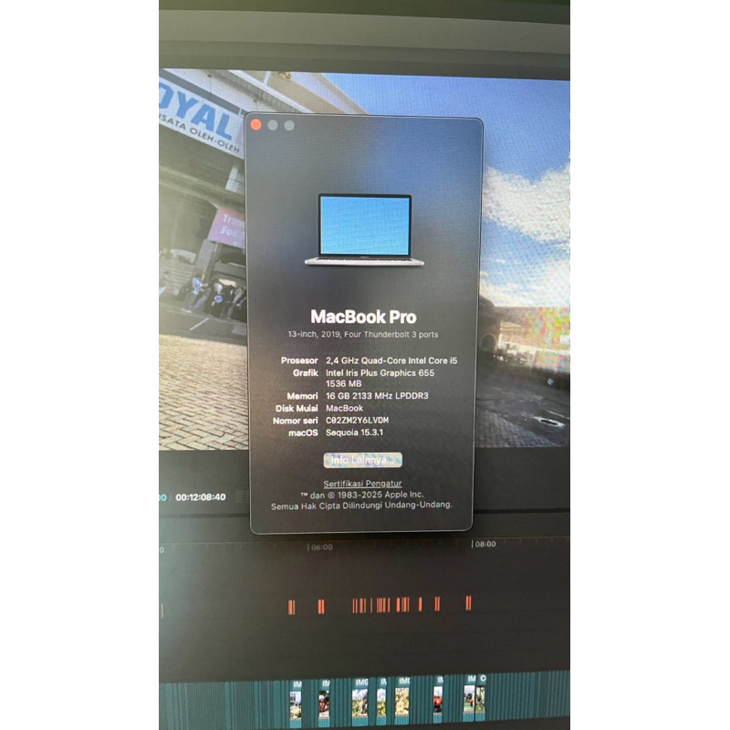 MACBOOK PRO 2019 TOUCHBAR 1TB BEKAS