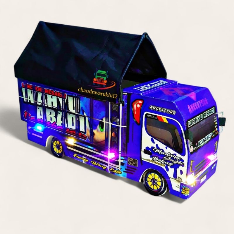 Mainan Anak Miniatur Truk Oleng Wahyu Abadi Biru Fullvariasi Lampu Terpal Paket Lengkap