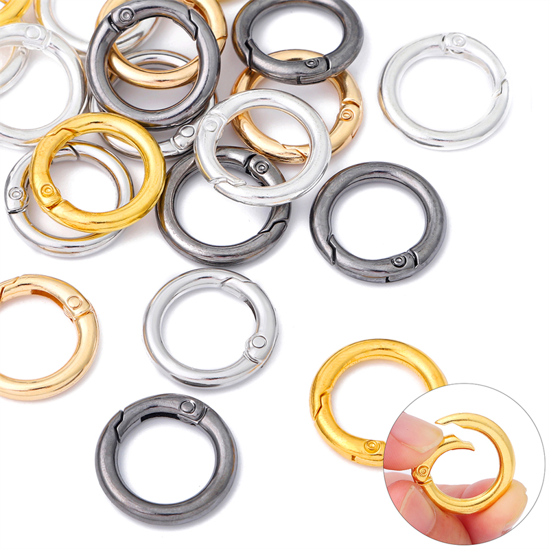 5Pcs Ring Kait Spring Metal - Pengait Bundar Bisa Dibuka untuk DIY Perhiasan, Gantungan Kunci, Tas &