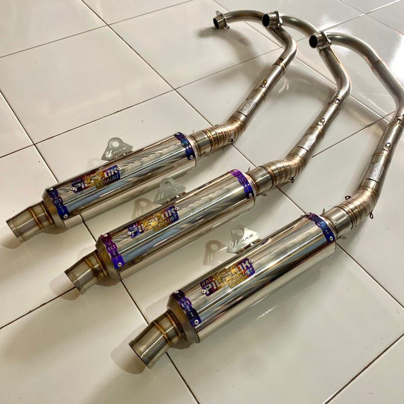Knalpot Bulet Jenong Emblem Model TITANIUM Original Pilplok Racing Exhaust
