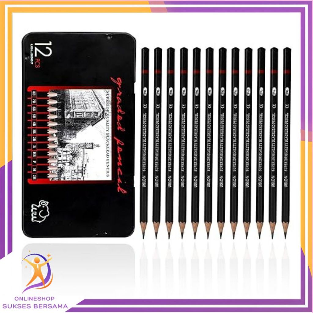 

OSB 12 pcs Pensil Gambar Sketsa Set Lengkap 2H H F B HB 2B 3B 4B 5B 6B 7B 8B Charcoal Pencils Set Perlengkapan Lukis