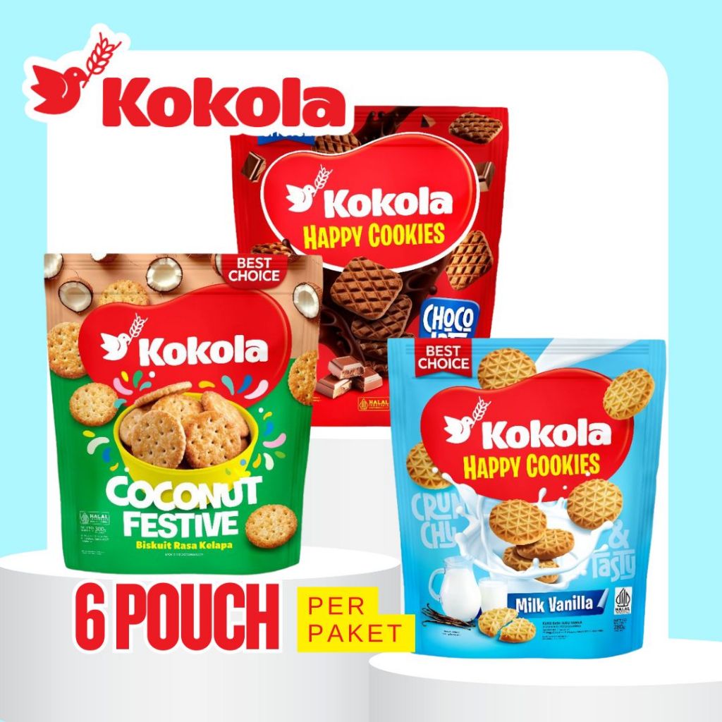 

Kokola Biskuit Pouch (2 PAKET isi 6 Pouch) Camilan Cookies Chocolate Coconut