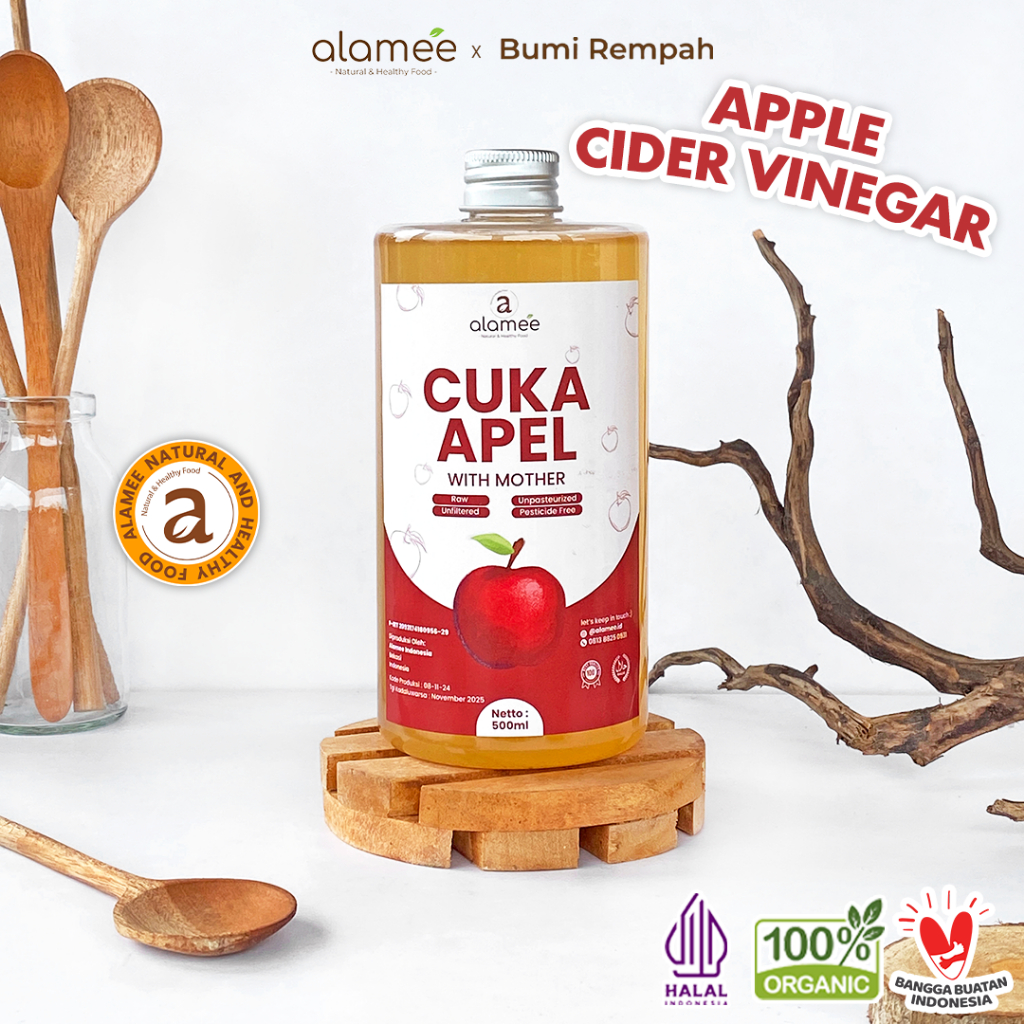 

ALAMEE Cuka Apel Original Vinega With Mother Premium Organik Apple Cider Vinegar Vinega Sari Buah