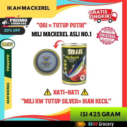 

Sarden Mili Mackerel Original 425 Gram | Ikan Sarden Kaleng "Tutup Putih