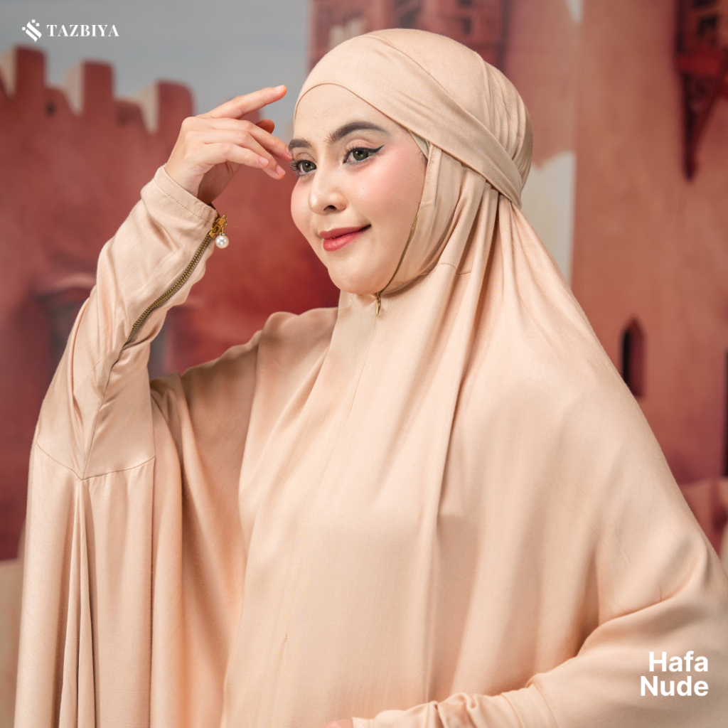 TAZBIYA HAFA SERIES | MUKENA ABAYA GAMIS PREMIUM  | MUKENA TERUSAN UMROH HAJI HITAM PUTIH JUMBO