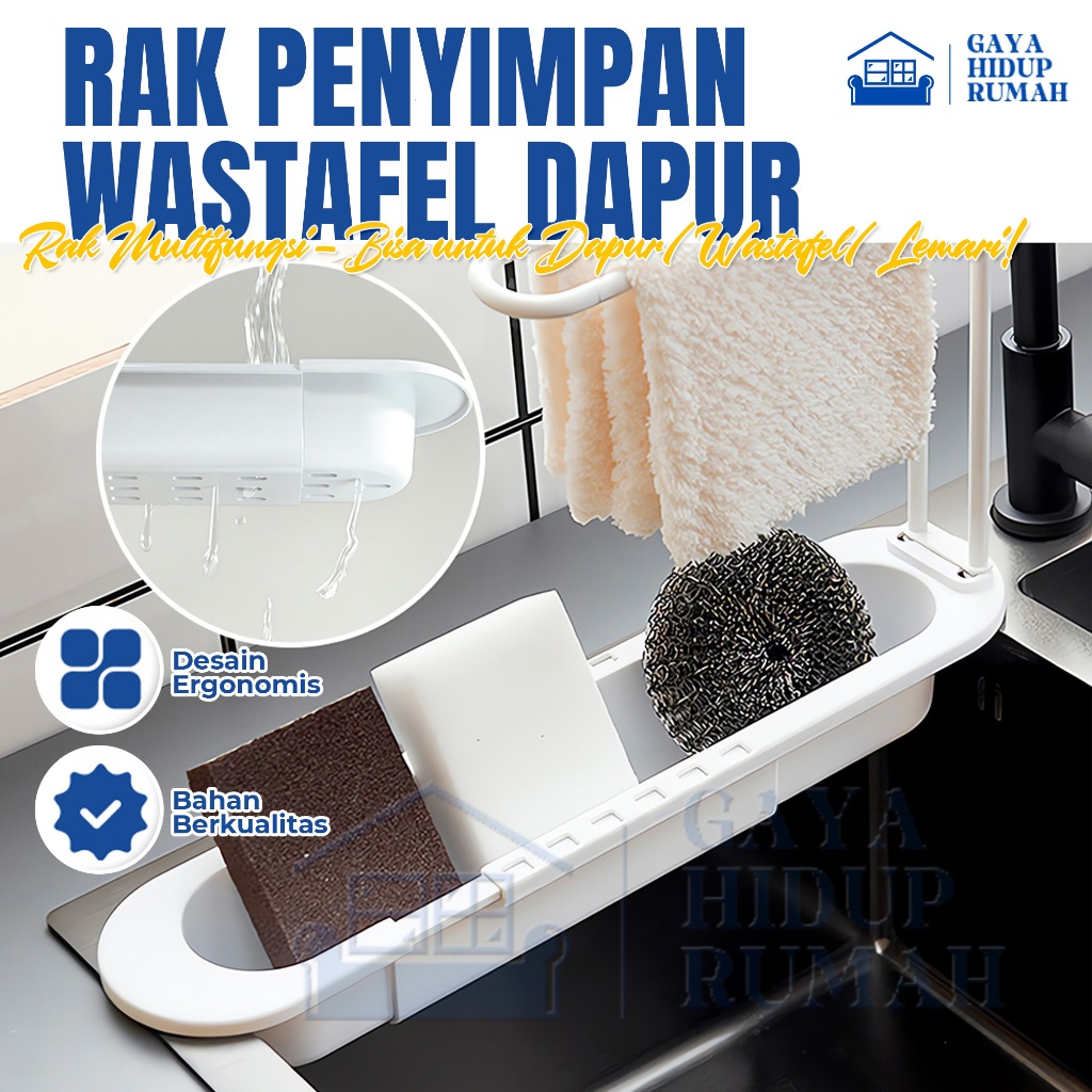 Keranjang pembuangan rak wastafel dapur Rak Multifungsi Lentur Bisa untuk Dapur/Wastafel/Lemari!