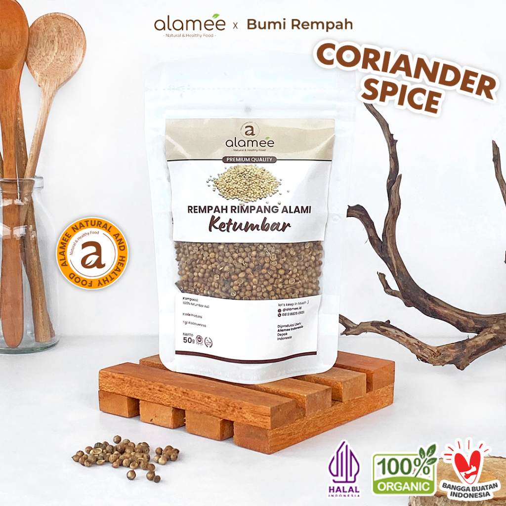 

ALAMEE Ketumbar Organik Coriander Seed Biji Rempah Rimpang Alami Bumbu Seasoning Masakan Masak 50gr