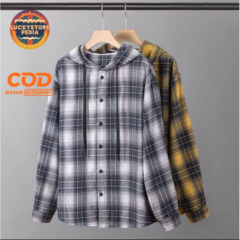 Kemeja pria flanel hoodie kupluk/Kemeja Cowok/Kemeja flanel Cowok/Kemeja wanita/kemeja pria flanel/k