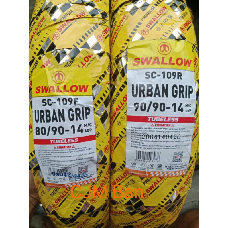 (Produksi terbaru) Ban tubeless Belakang Swallow Urban Grip 80/90-14 atau 90/90-14 for Vario/110/125