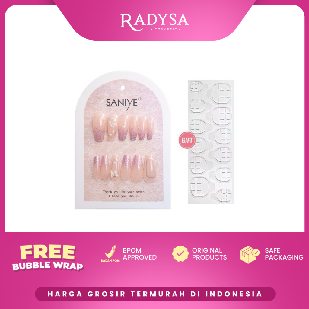 RADYSA - SANIYE Kuku Palsu Fake Nail Instant Nail Art Kuku Palsu Premium Free Lem Kuku N1001