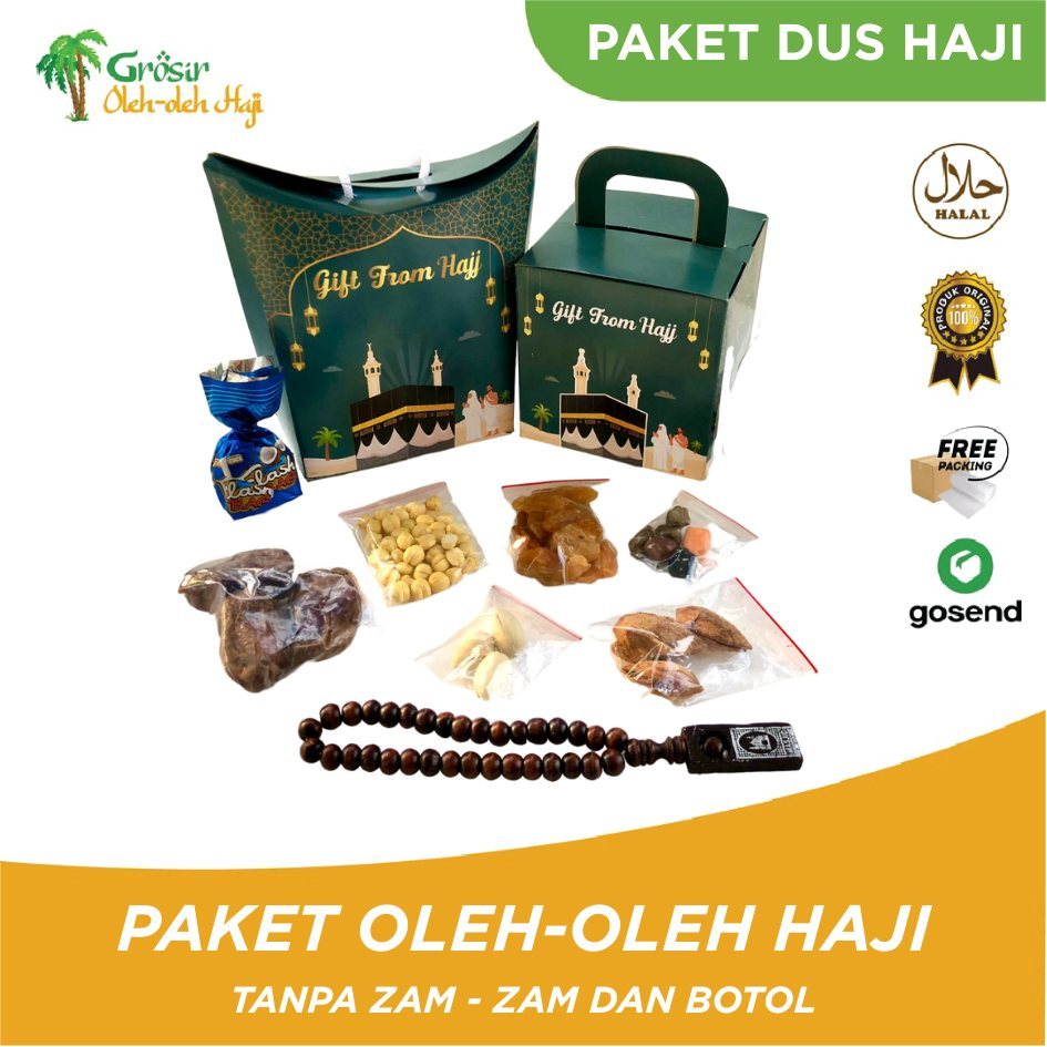 

Paket Oleh-Oleh Haji dan Umroh Tanpa Botol dan Air Zamzam Grosir Ekonomis Lengkap hampers dus teng teng Tali Jinjing Murah