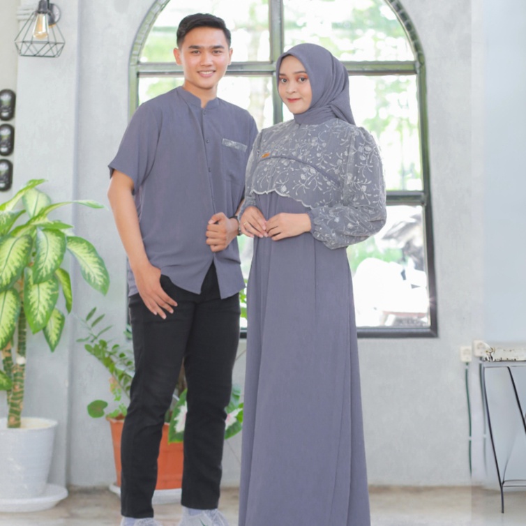 SHALIA HIJAB  ARABELLA Dress Set Hijab FREE KOKO  Gamis Couple Syari Mewah Lebaran Outfit Crinkle Ai