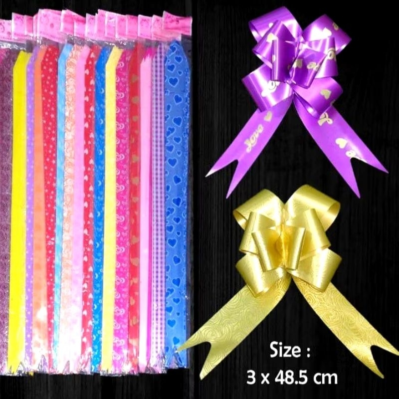 

10pcs Pita tarik sedang 23mm/pita serut hiasan parcel souvenir kado pull flower ribbon