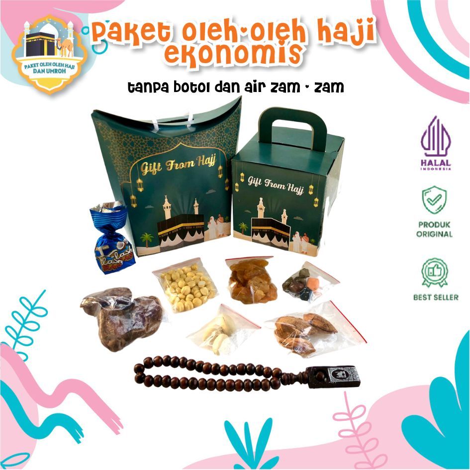 

Paket Oleh-Oleh Haji dan Umroh Tanpa Botol dan Air Zamzam Grosir Ekonomis Lengkap hampers dus teng teng Tali Jinjing Murah