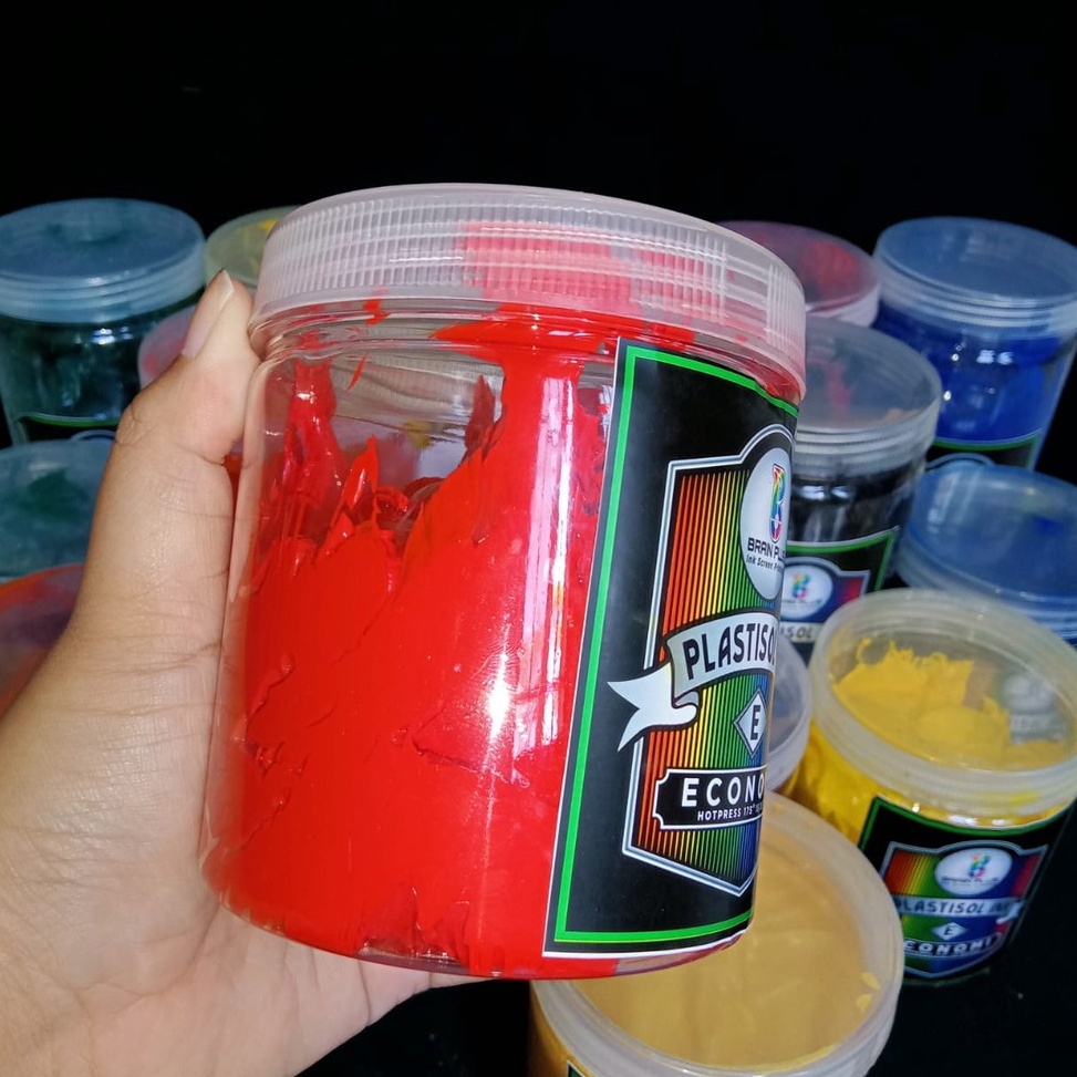 

KODE I38E Tinta Sablon PLASTISOL ECONOMY Brain Plus MERAH 5gr