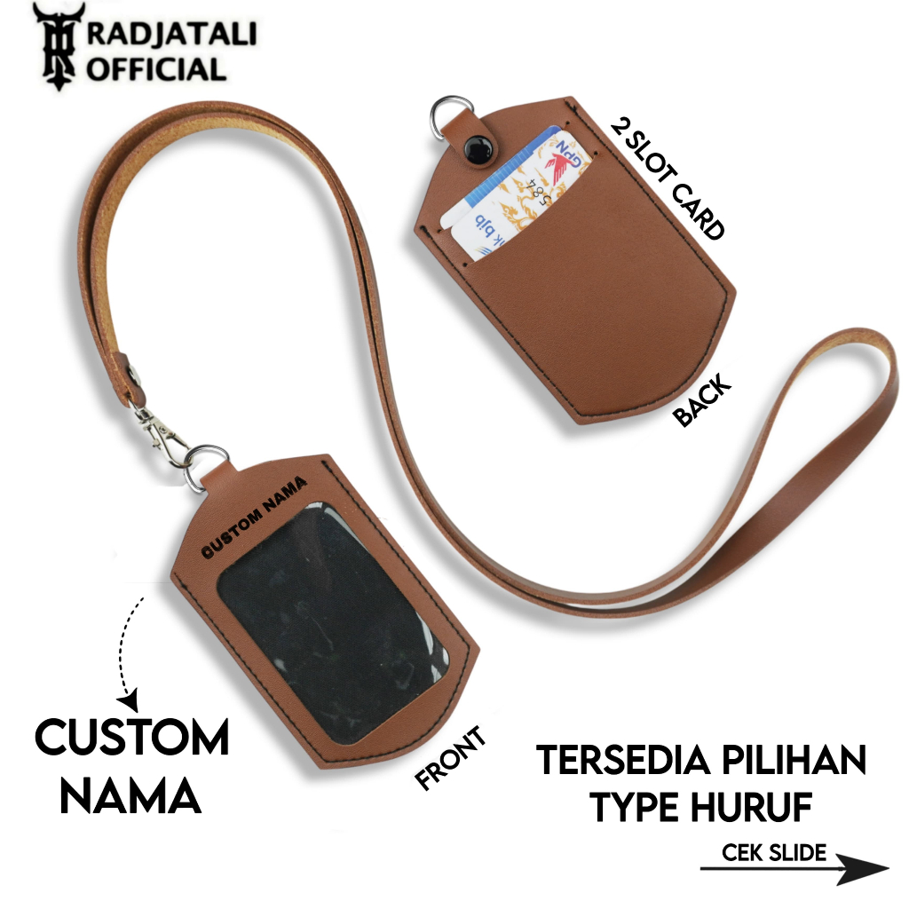

Arm Lanyard Kulit Holder ID Card Custom Nama Grafir Leather K4 / Lanyard Custom Nama Case Holder