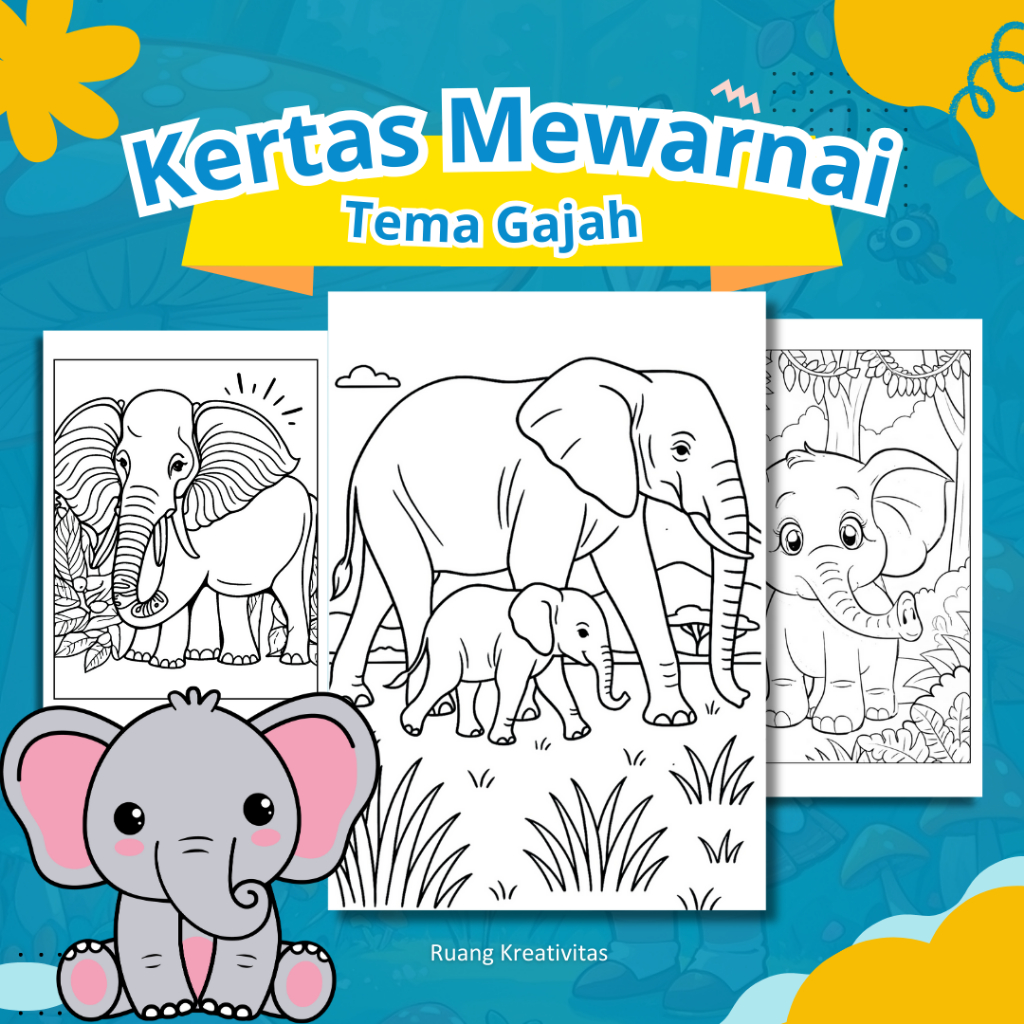 

KERTAS MEWARNAI ANAK TEMA Gajah / KERTAS GAMBAR MEWARNAI UNTUK ANAK PAUD TK SD - A4 TEBAL