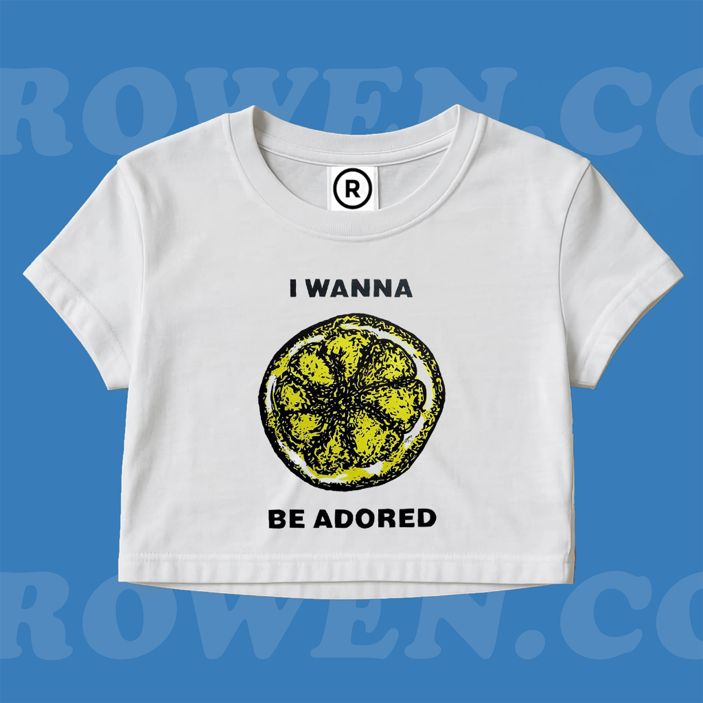 ROWEN.CO | CROP TOP  I WANNA BE ADORED | GRUNGE | CROPTOP PUTIH | CROP TEE SLIM FIT STYLE Y2K VINTAG