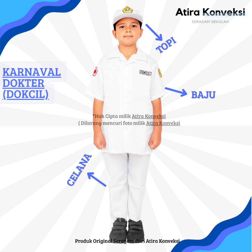 BAJU PROFESI DOKCIL / DOKTER KECIL - BAJU KARNAVAL ANAK TK