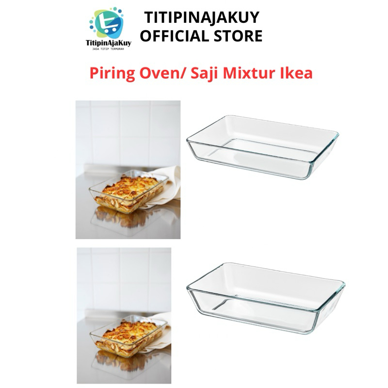 Piring saji kaca persegi panjang tahan panas MIXTUR IKEA
