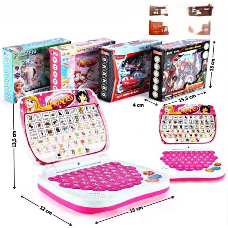 Laptop Edukasi Mainan Anak Belajar Matematika Bahasa Inggris Arab Indonesia Mandarin Buah Abjad