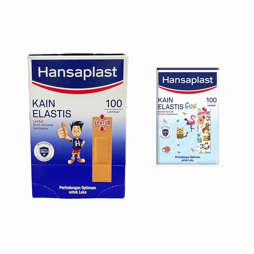 { PerBox isi 100 } Hansaplast Plester Kain Elastis Lentur isi 100pcs (Hansaplast Polos / Hansaplast 